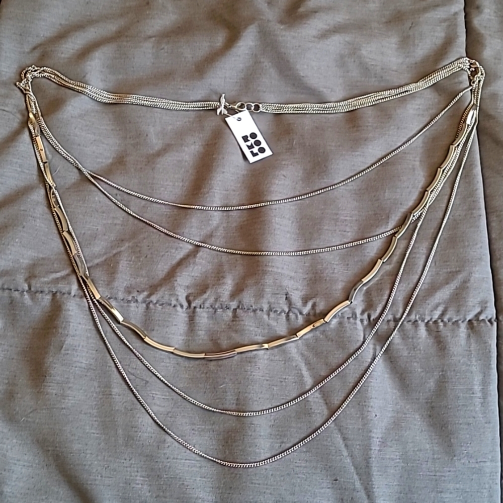NEW 5 strand Romolo Silver necklace chain NWT multistrand 19" drop